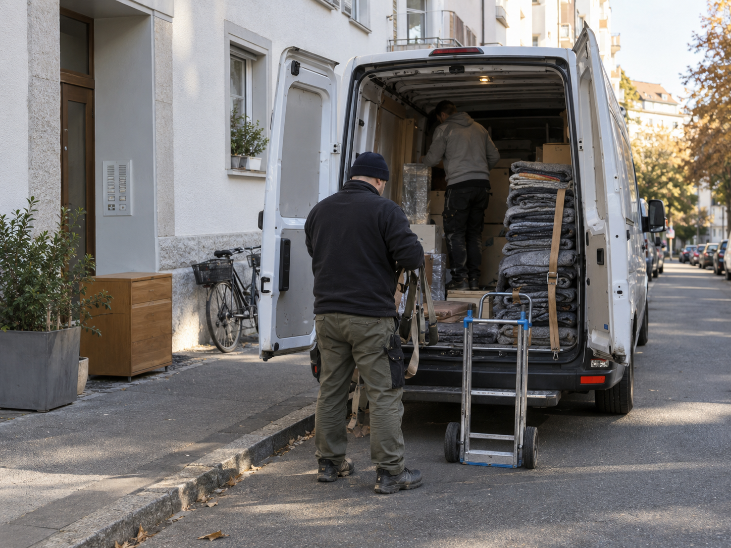 Moving van being prepared for a job in Basel